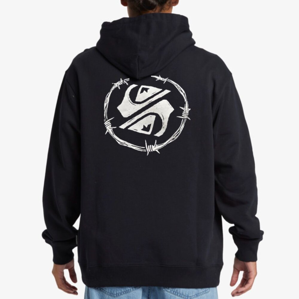 QUICKSILVER - Black Barbed Wire Logo Hoodie - Mens Medium